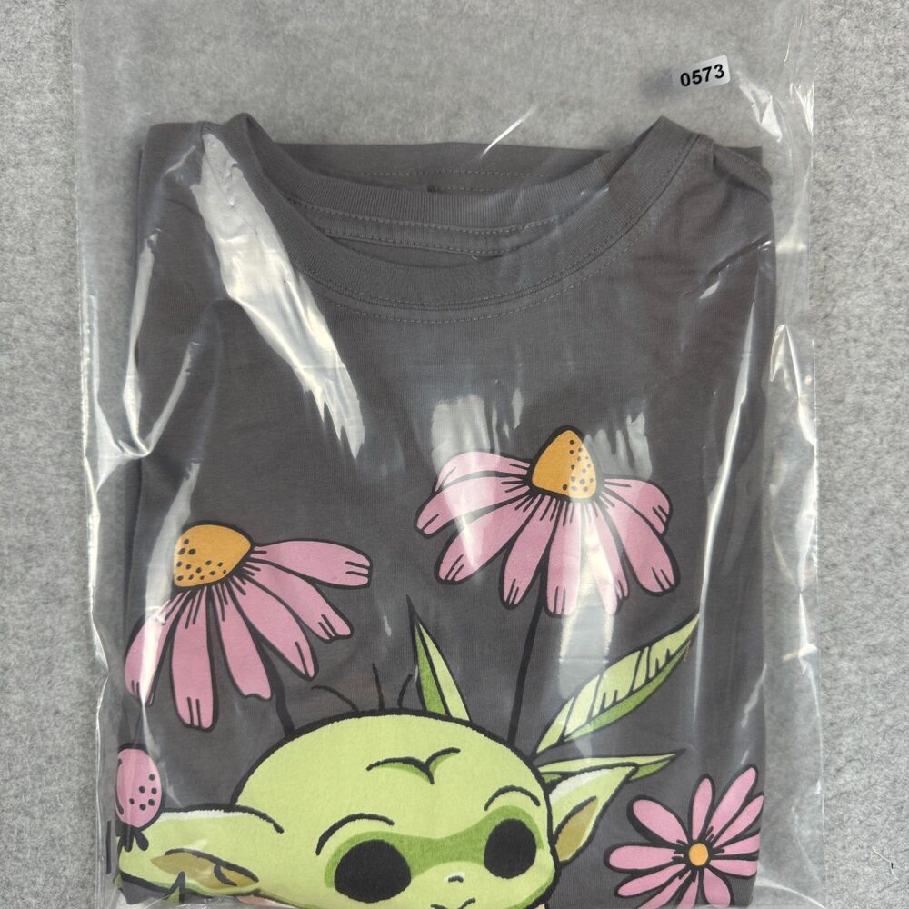Women's Star Wars Mad Engine Grogu Baby Yoda Mandalorian Flowers & Frog Shirt -S - Picture 6 of 6